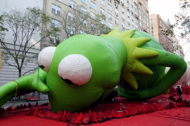 Kermit the Frog getting ready for the Macy's Thanksgiving Day Parade. Photo: Flickr / kowarski